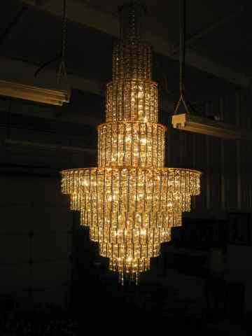 Appraisal: Crystal Chandelier tiers countlesscut crystal square prisms approximately ' tall