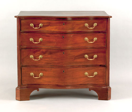 Appraisal: George III mahogany serpentine front chest of drawers ca with