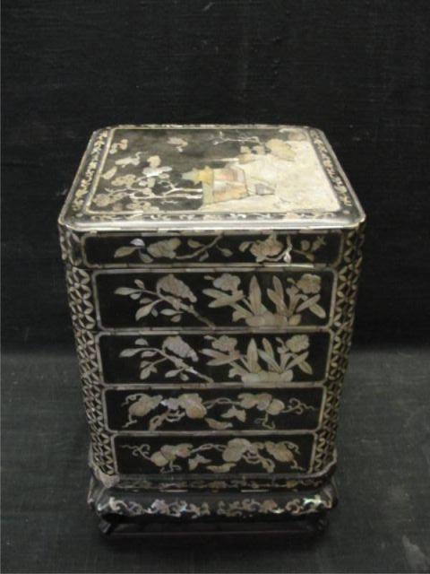 Appraisal: Mother of Pearl Inlaid Jewelry Box From a New Rochelle