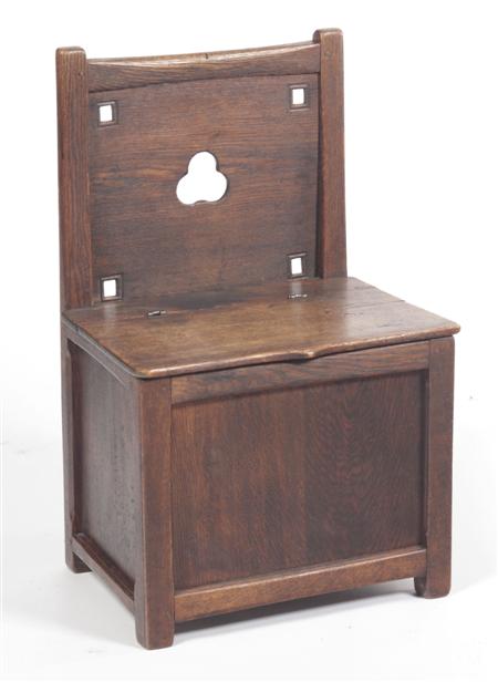 Appraisal: GLASGOW SCHOOL ARMCHAIR EARLY TH CENTURY stained oak the square