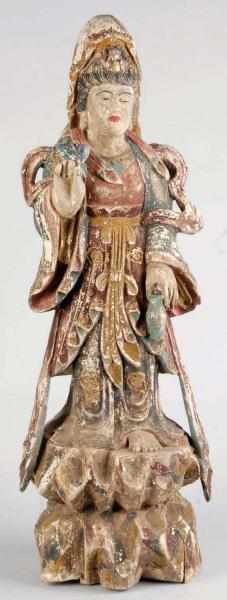 Appraisal: Polychrome on Wood Ming Dynasty Buddha Statue Circa s Some