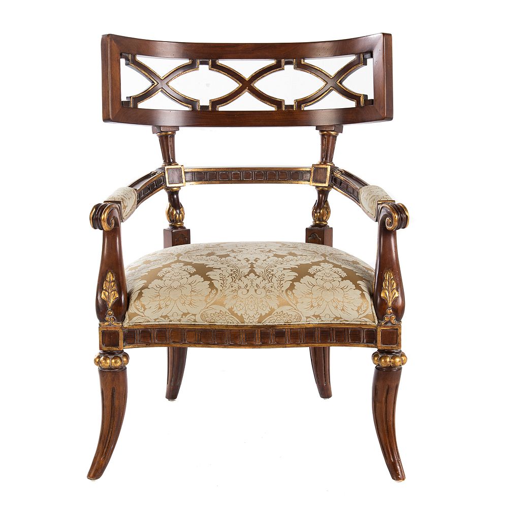 Appraisal: Century Furniture Regency Style Arm Chair With pierced splat and