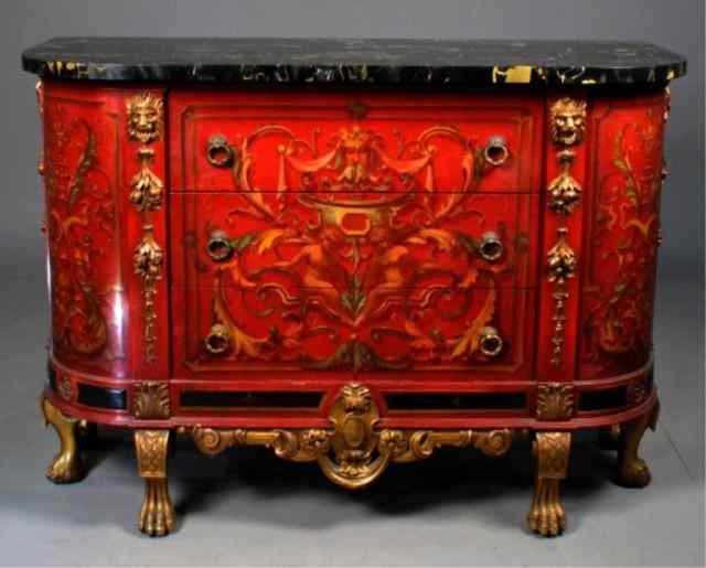 Appraisal: A Fine Venetian Parcell Gilt And Painted CommodeBeautiful Venetian -drawer