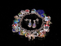 Appraisal: Charm Bracelet and a Pair of Opal and Sterling Silver