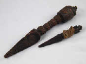 Appraisal: Two Nepalese carved hardwood shamanic ritual three sided daggers or