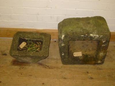 Appraisal: A SMALL YORKSHIRE STONE TROUGH of rough hewn oblong form