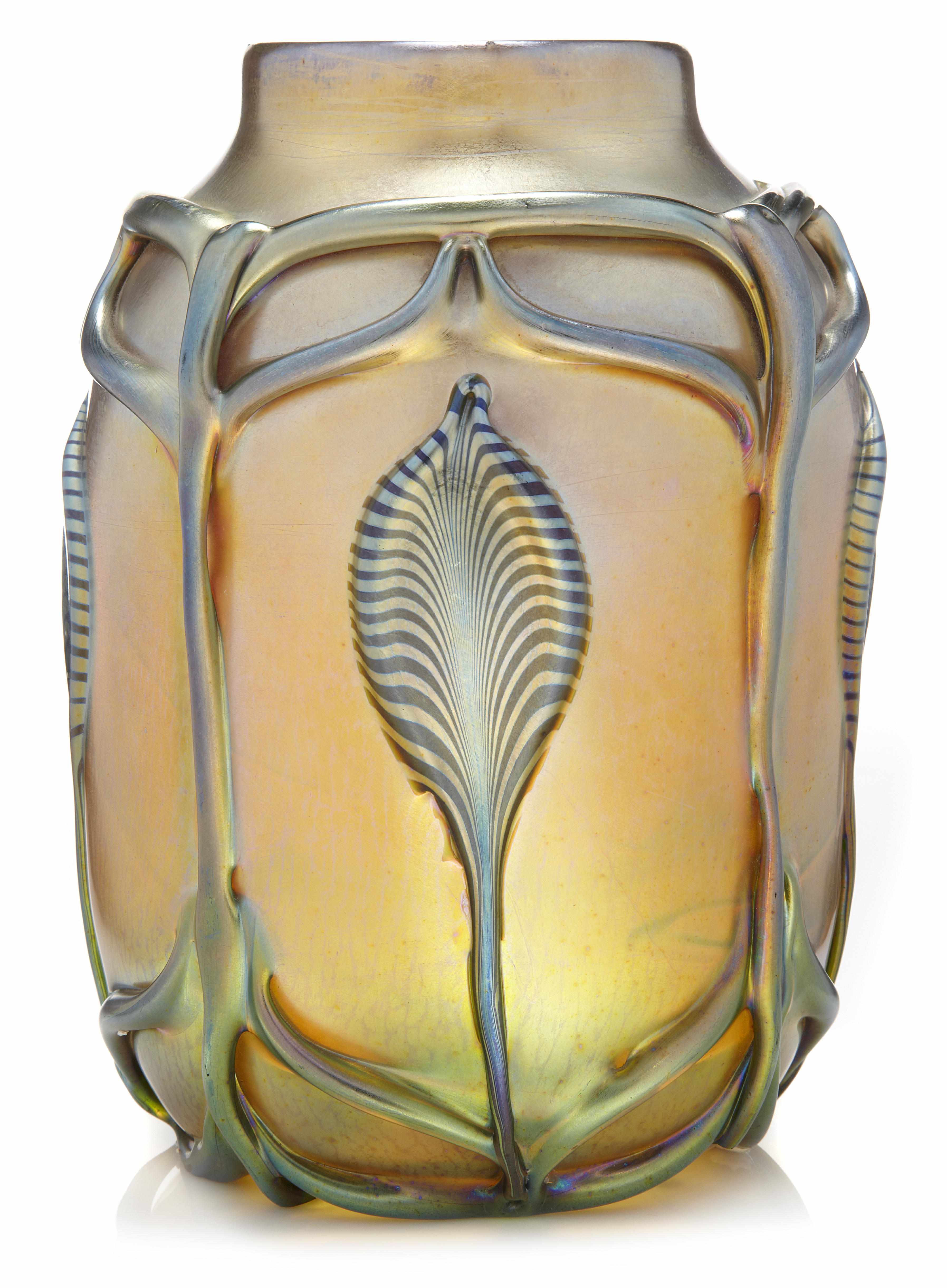 Appraisal: A Tiffany Studios decorated Favrile glass vase with applied decoration