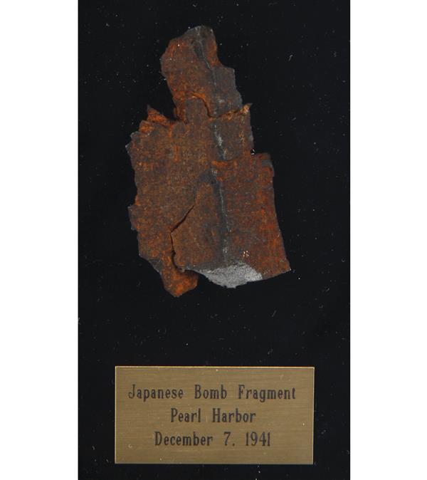 Appraisal: Japanese Bomb Fragment from Pearl Harbor Framed x