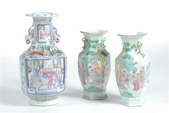 Appraisal: THREE CHINESE EXPORT VASES China th- th century Single earlier