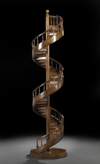 Appraisal: Tall English Mahogany Architect's Model of a Georgian Spiral Staircase