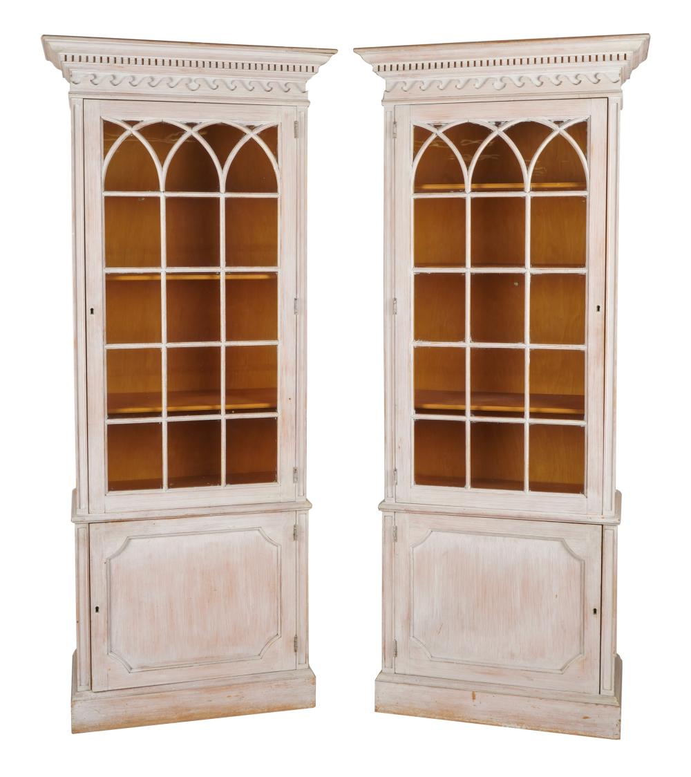 Appraisal: PAIR OF GEORGIAN-STYLE CABINETSlate th century each with a glazed