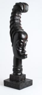 Appraisal: African Carved Sculpture of a Female On tiered square base