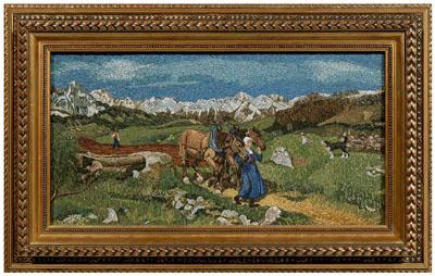 Appraisal: Italian micromosaic panel Primavera sulle Alpi figures on a path