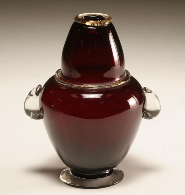 Appraisal: Seguso Vetri d'Arte Murano glass vase Deep transparent burgundy body