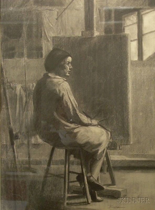 Appraisal: Framed Charcoal on Paper Portrait of Georgia O'Keefe in the