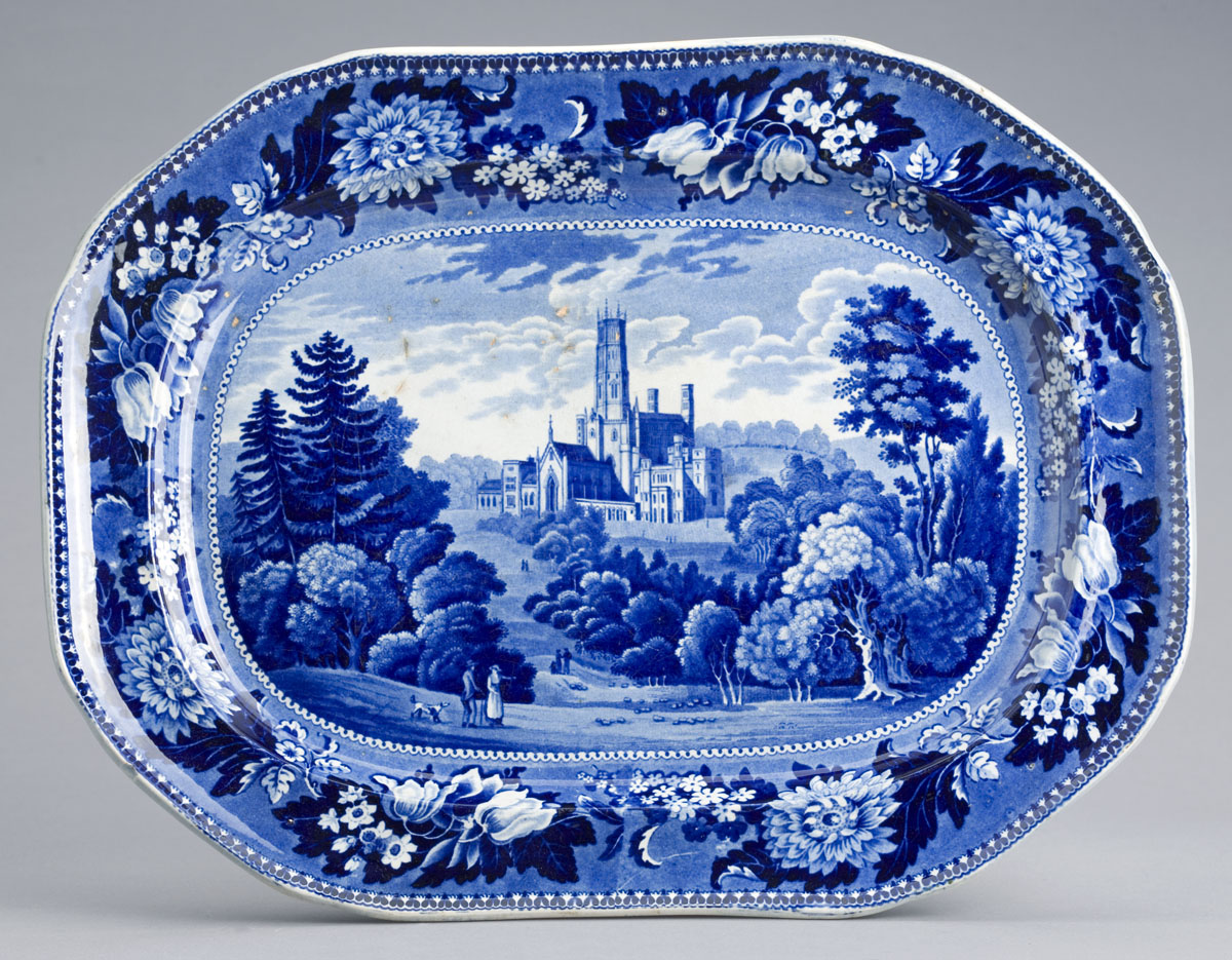 Appraisal: FONTHILL ABBEY WILTSHIRE STAFFORDSHIRE DARK BLUE PLATTER JAMES RALPH CLEWS