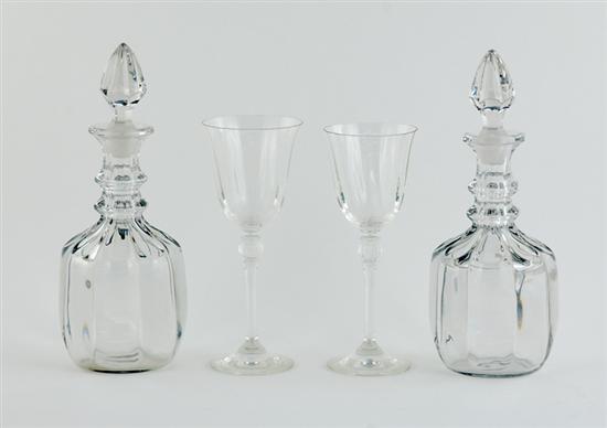 Appraisal: English glass decanter and stems matched pair of decanters H