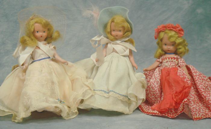 Appraisal: Storybook Doll lot set of bisque dolls painted faces all