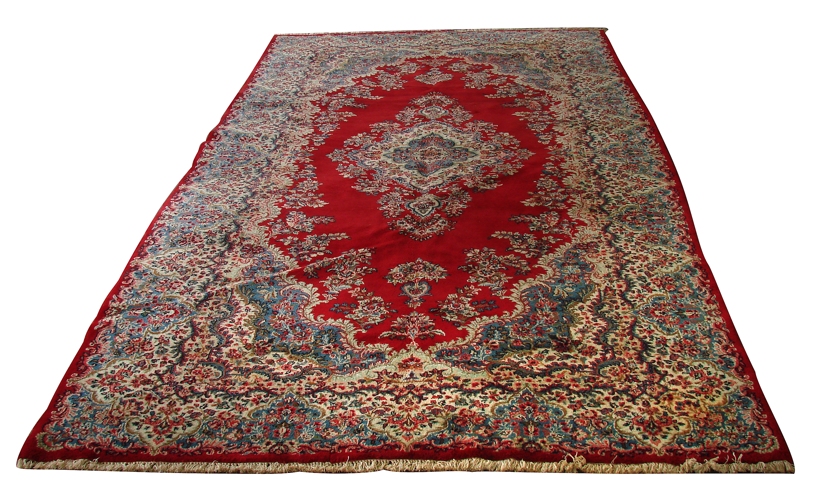 Appraisal: ORIENTAL RUG KASVIN ' x ' Central floral medallion with