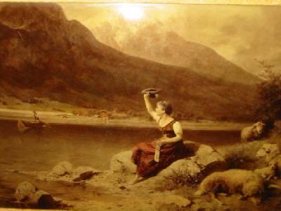 Appraisal: A VICTORIAN CRYSTOLEUM depicting a Lakescene with a young woman