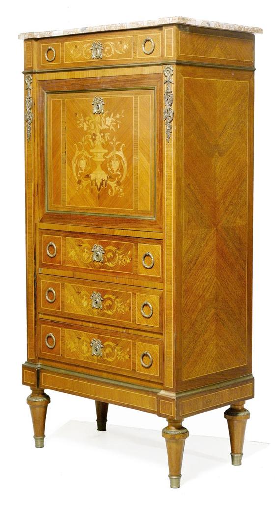 Appraisal: SECRETARY ABATTANT Louis XVI style Inlaid rosewood mahogany and dyed