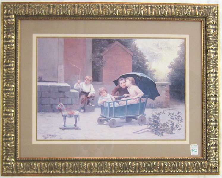 Appraisal: PRINT AFTER CHARLES D'ENTRAYGUES French - Children playing with a