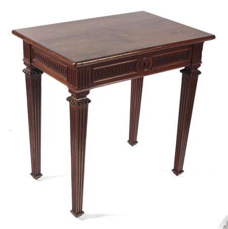 Appraisal: A th century work table the moulded rectangular top enclosing