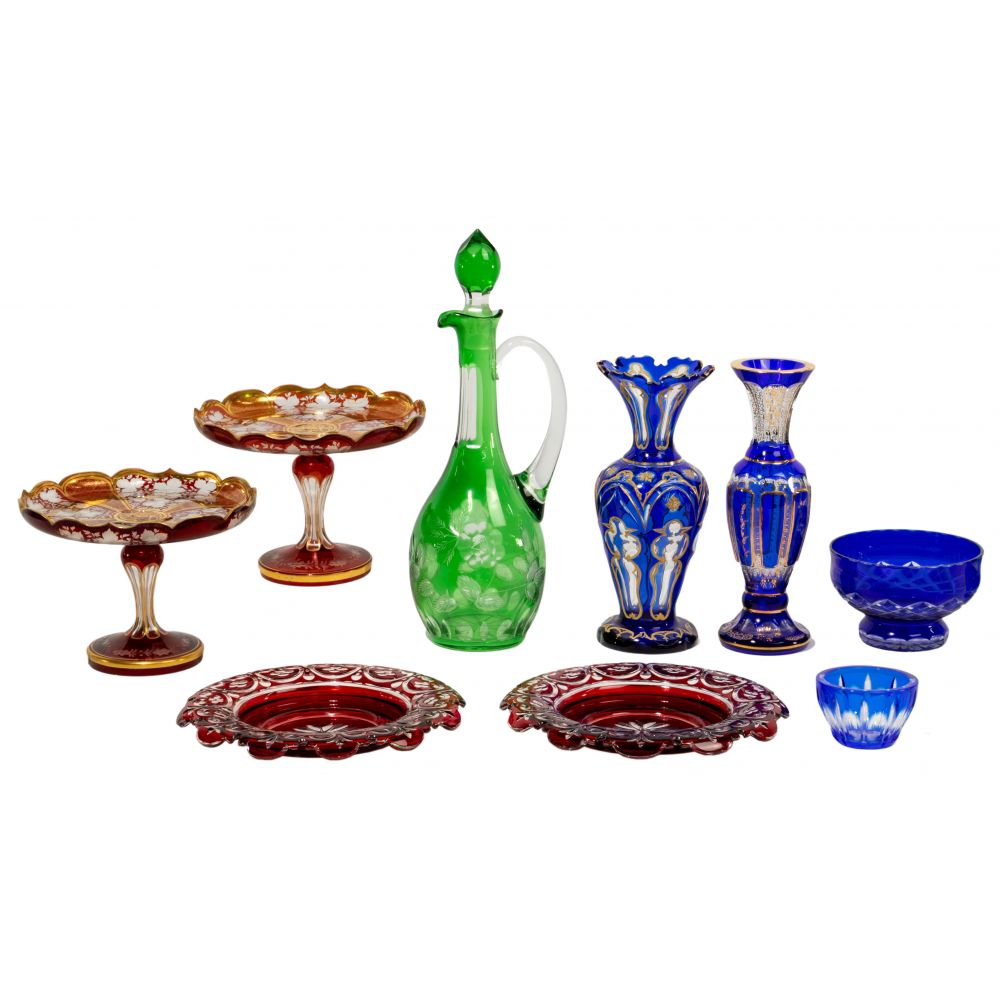 Appraisal: CUT TO CLEAR GLASS ASSORTMENT items including vases having gilt