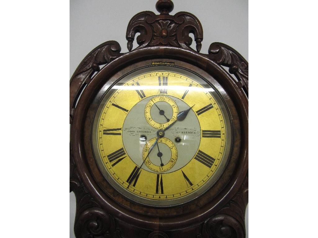 Appraisal: A Victorian walnut drumhead longcase clock the gilt decorated enamel