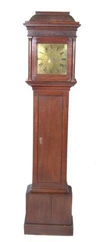 Appraisal: AN TH CENTURY OAK LONGCASE CLOCK the hood with blind