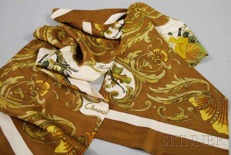 Appraisal: Silk Scarf Herm s Cheval Turc x in