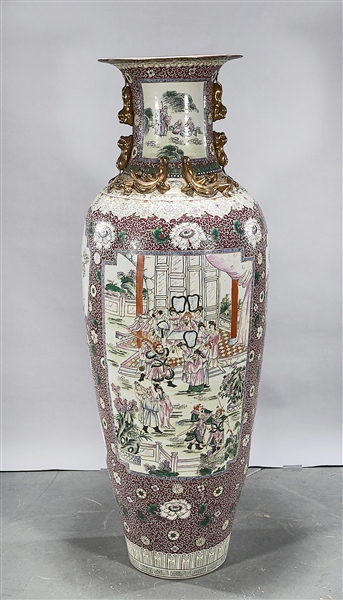 Appraisal: Massive Chinese enameled porcelain floor vase figure landscape and floral