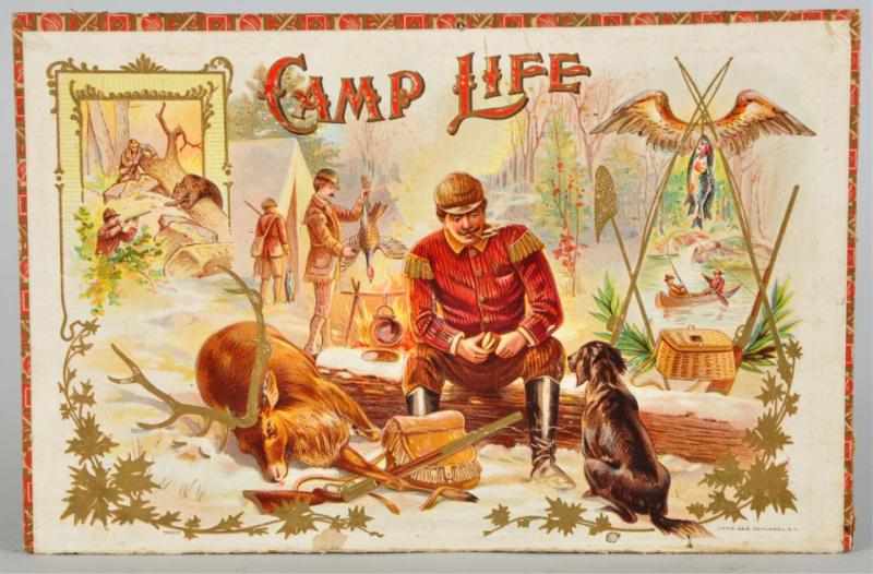 Appraisal: Camp Life Cigar Box Top Extremely rare Wonderfully detailed graphics