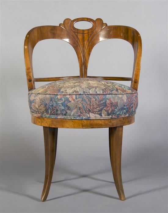 Appraisal: A Biedermeier Walnut Vanity Chair Height inches