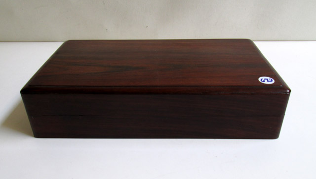 Appraisal: CHINESE ROSEWOOD LIDDED BOX of rectangular form with beveled edge