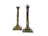 Appraisal: A PAIR OF VICTORIAN COLUMNAR CANDLESTICKS with corinthian capital gadrooned