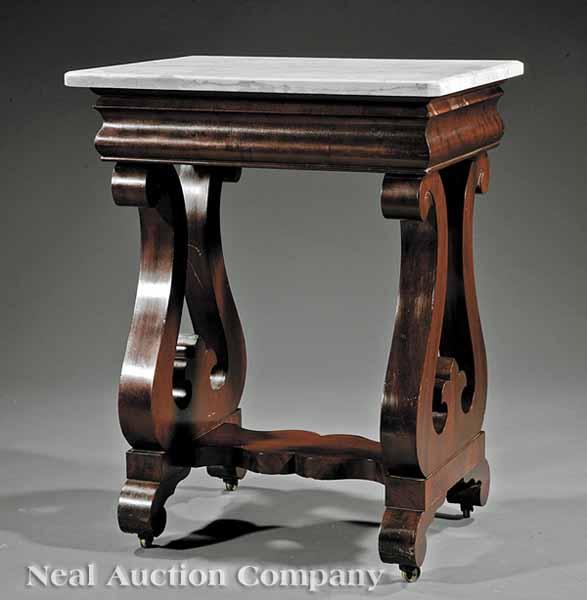 Appraisal: An American Late Classical Marble Top Kettle Stand c New