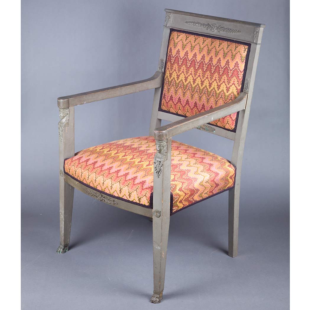 Appraisal: Pair of Empire Style Painted Fauteuils