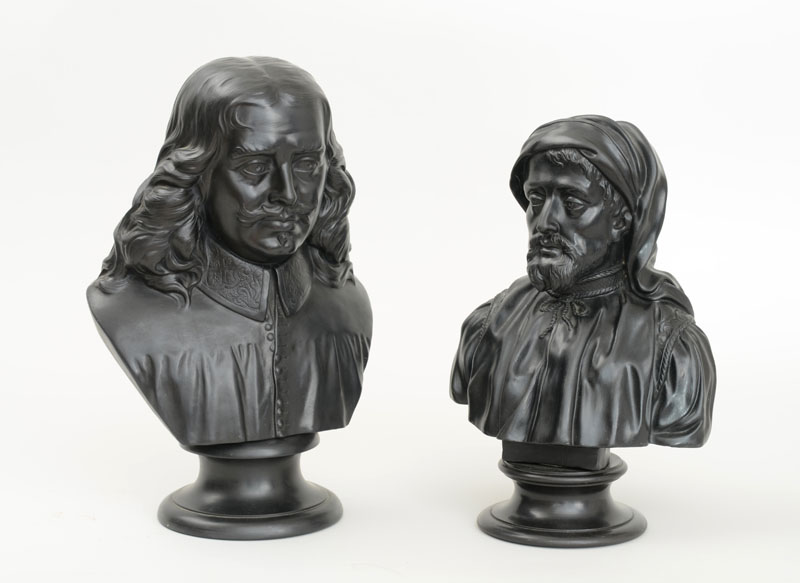 Appraisal: WEDGWOOD BLACK BASALTES BUST OF BUNYAN AND A MODERN BUST