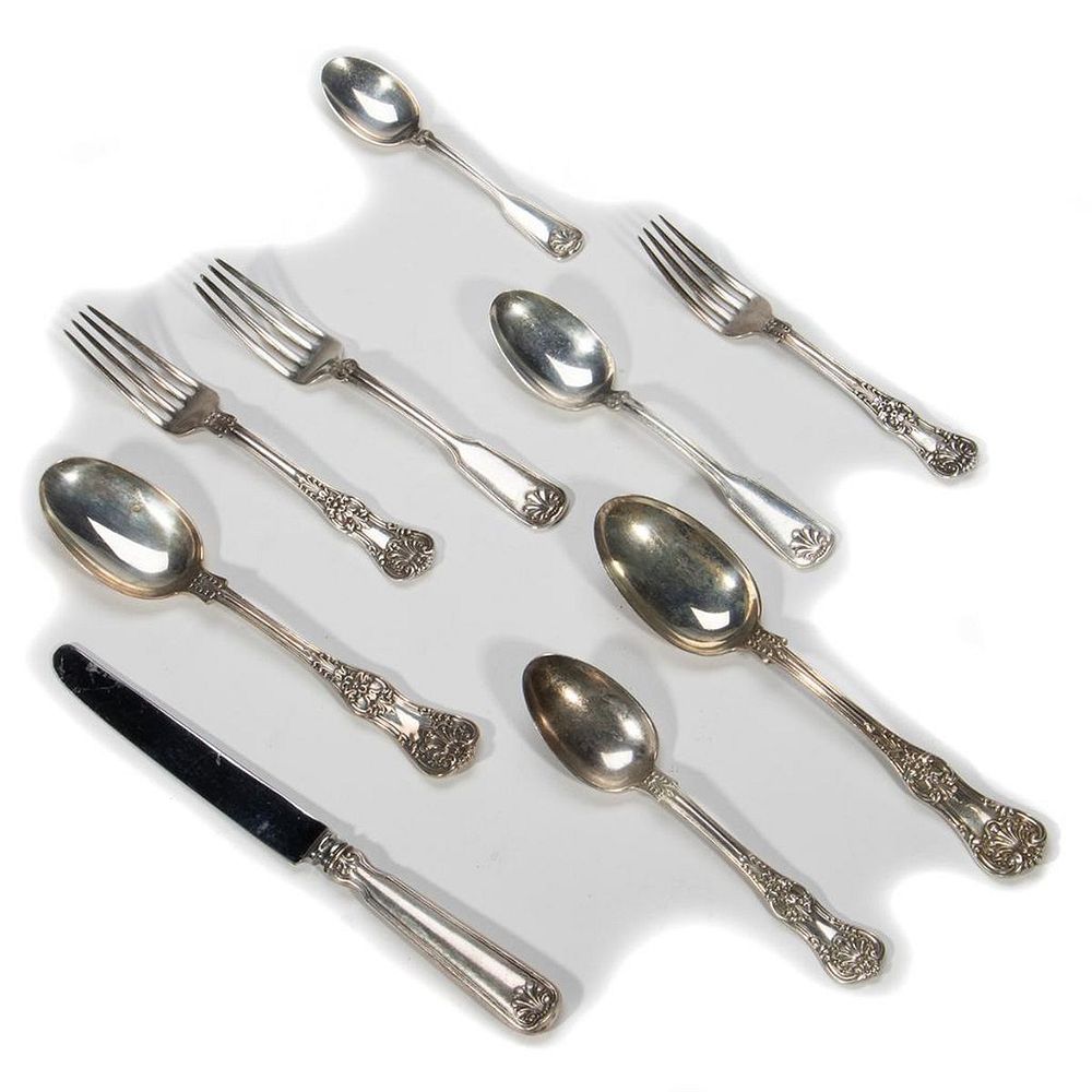 Appraisal: Tiffany Sterling Flatware English King Pattern Partial Service Comprising two