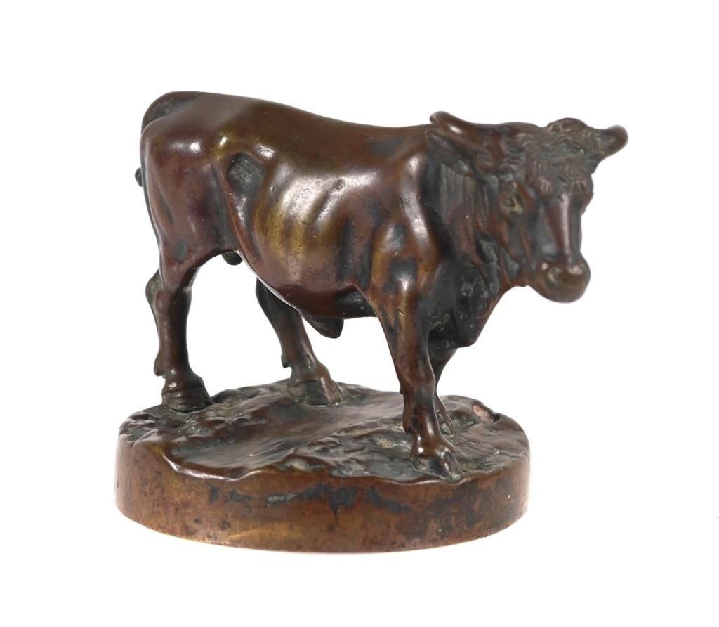 Appraisal: Bronze bull sculpture approx in length x tall Marked on