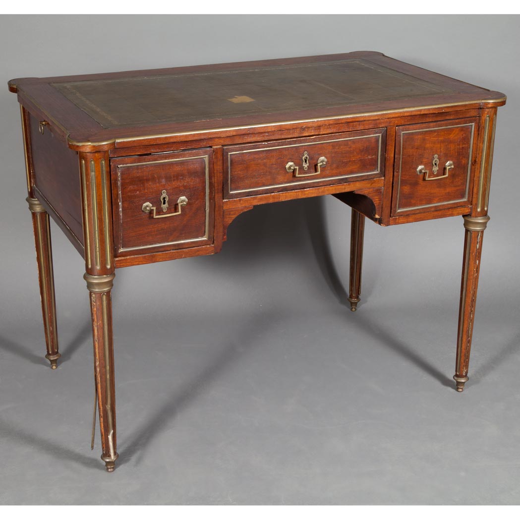 Appraisal: Louis XVI Style Brass Mounted Walnut Writing Desk The rectangular