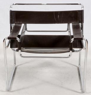 Appraisal: KNOLL WASSILY CHROME AND LEATHER ARMCHAIR KNOLL WASSILY MID CENTURY