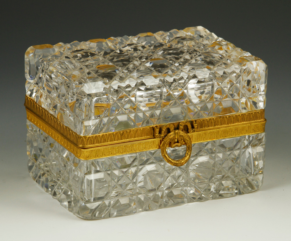 Appraisal: - th C French Cut Crystal Box th century French