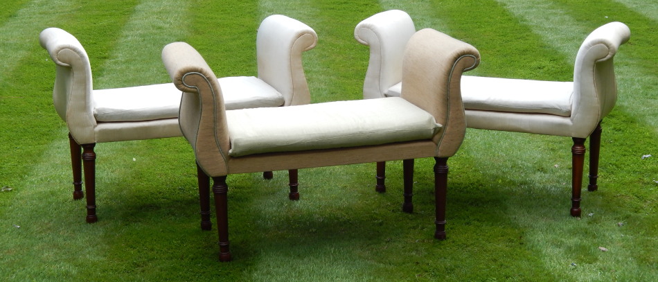 Appraisal: Three mahogany window seats in George III style each with