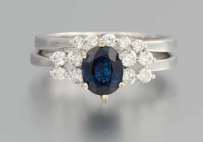 Appraisal: A Sapphire and Diamond Engagement Set k white gold ring