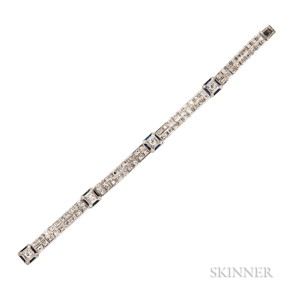 Appraisal: Art Deco Platinum and Diamond Bracelet Art Deco Platinum and