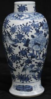 Appraisal: Chinese Kraak Blue White Porcelain Baluster Jar Decorated with birds