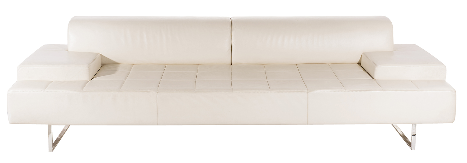 Appraisal: POLTRONA FRAU QUADRO LEATHER SOFA White leather on polished steel