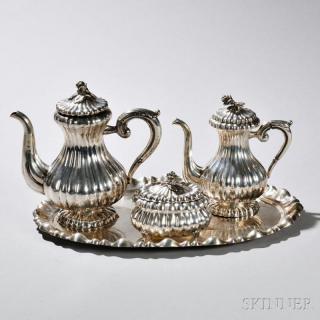 Appraisal: Three-piece Austrian Silver Tea and Coffee Service with Associated Silver